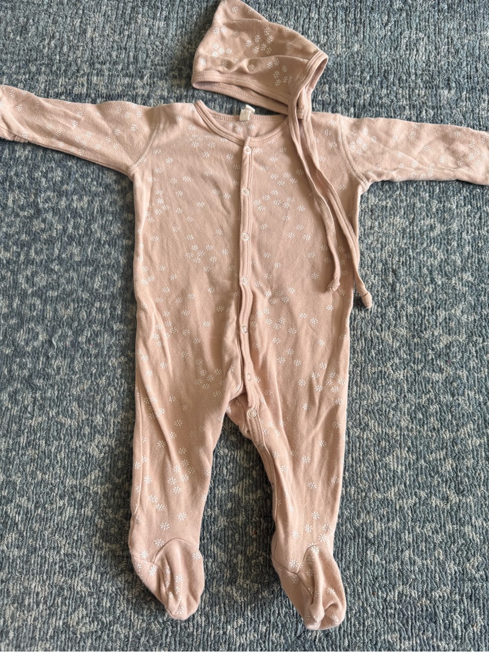 3-6M Quincy Mae Onesie with matching bonnet